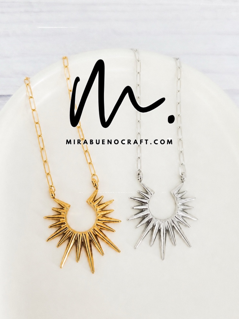 Mirabuenocraft Radiant Spike Sun Necklace - Gold Or Silver